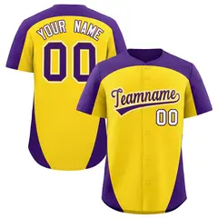 Gold Purple Edge Color Block Baseball Jersey 1