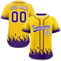 Gold Purple Flame Graffiti Authentic Baseball Jersey 1