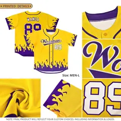 Gold Purple Flame Graffiti Authentic Baseball Jersey 2