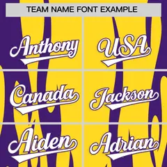 Gold Purple Flame Pattern Authentic Pullover Baseball Jersey 3