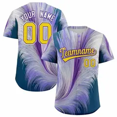 Gold Purple Fluid Feather Graffiti Baseball Jersey 1