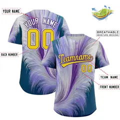 Gold Purple Fluid Feather Graffiti Baseball Jersey 2