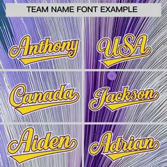 Gold Purple Fluid Feather Graffiti Baseball Jersey 3