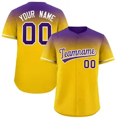 Gold Purple Gradient Authentic Baseball Jersey