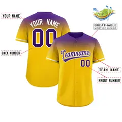 Gold Purple Gradient Authentic Baseball Jersey 2