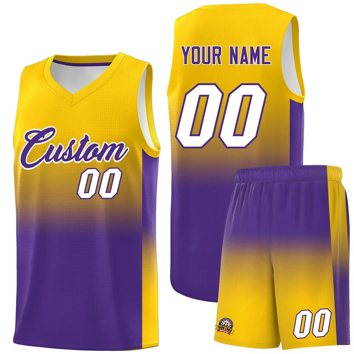 Gold Purple Gradient Fashion Sports Basketball Jersey