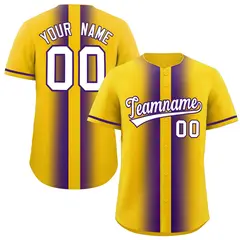 Gold Purple Gradient Lapel Fashion Baseball Jersey 1