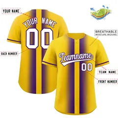 Gold Purple Gradient Lapel Fashion Baseball Jersey 2