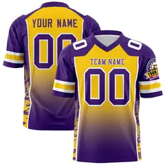 Gold Purple Gradient Side Pattern Authentic Football Jersey