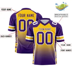 Gold Purple Gradient Side Pattern Authentic Football Jersey 2