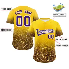 Gold Purple Gradient Sparkle-Effect Baseball Jersey 2