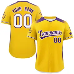 Gold Purple Gradient Star Pattern Authentic Baseball Jersey 1