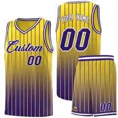 Gold Purple Gradient Stripe Fashion Basketball Jersey
