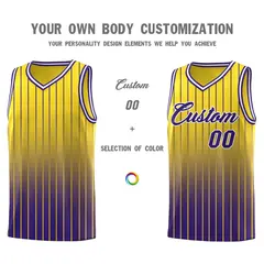 Gold Purple Gradient Stripe Fashion Basketball Jersey 3