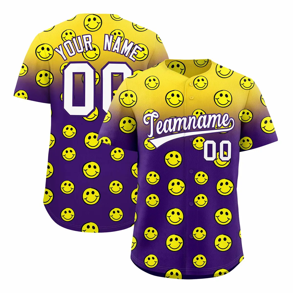 Gold Purple Graffiti Gradient Smile Baseball Jersey