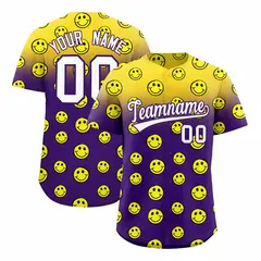 Gold Purple Graffiti Gradient Smile Baseball Jersey