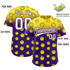 Gold Purple Graffiti Gradient Smile Baseball Jersey 2