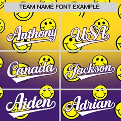 Gold Purple Graffiti Gradient Smile Baseball Jersey 3