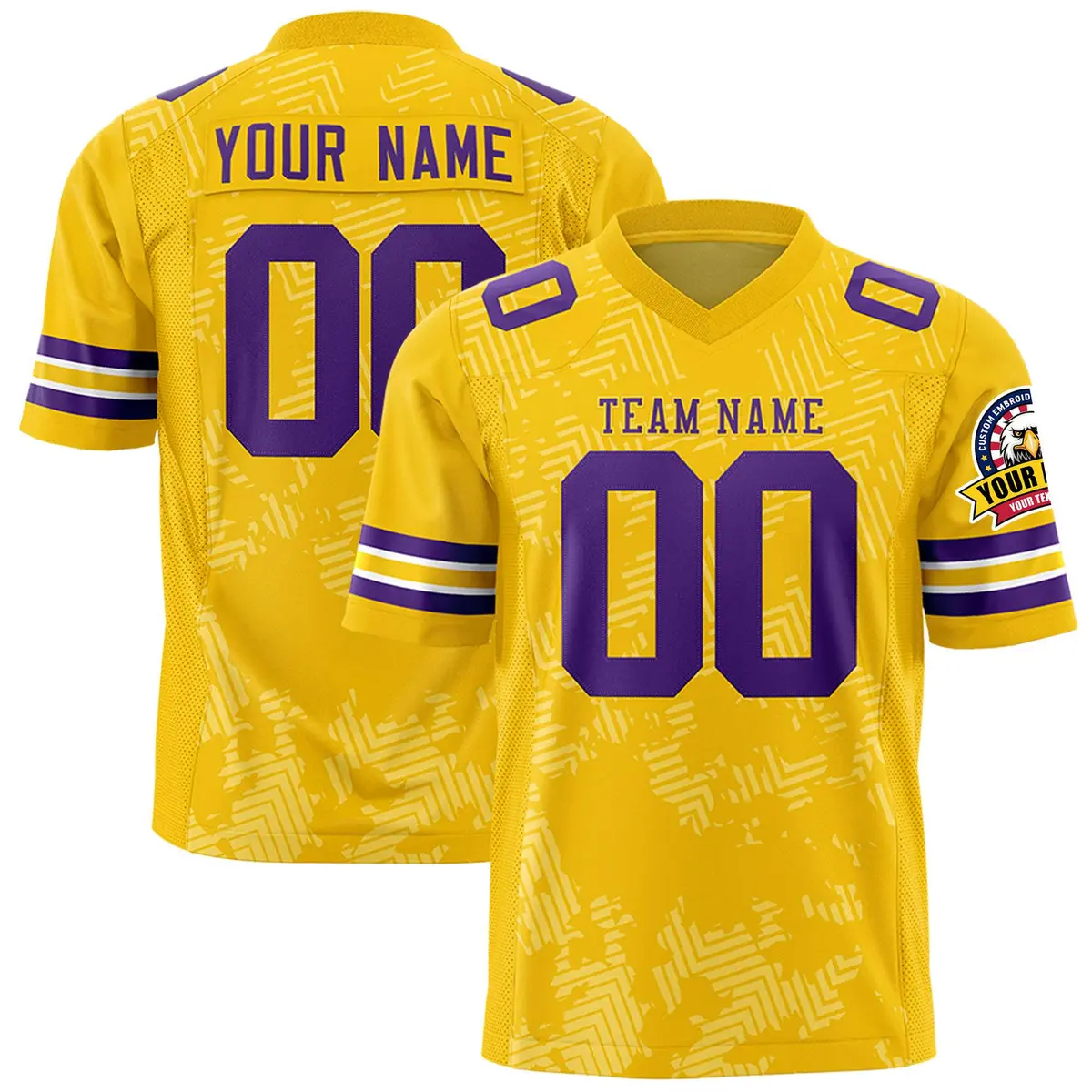 Gold Purple Graffiti Line Authentic Football Jersey