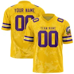 Gold Purple Graffiti Line Authentic Football Jersey 1
