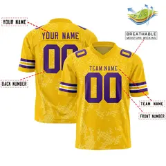 Gold Purple Graffiti Line Authentic Football Jersey 2