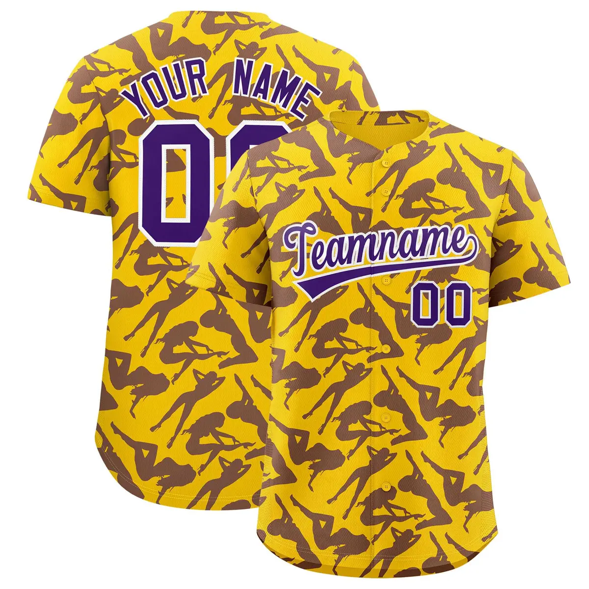 Gold Purple Graffiti Pattern Authentic Baseball Jersey
