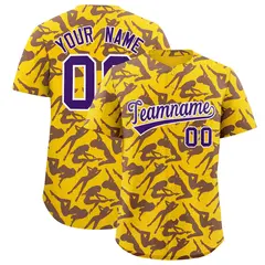 Gold Purple Graffiti Pattern Authentic Baseball Jersey 1