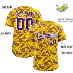 Gold Purple Graffiti Pattern Authentic Baseball Jersey 2