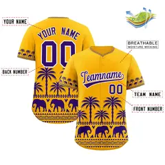 Gold Purple Graffiti Pattern Bossinia Style Baseball Jersey 2