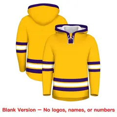 Gold Purple Lace-Up Neck Hockey Hoodie Classic Style 7
