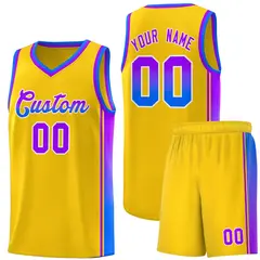 Gold Purple-Light Blue Gradient Basketball Jersey 1