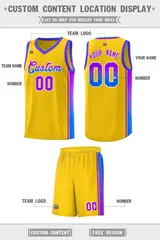 Gold Purple-Light Blue Gradient Basketball Jersey 2