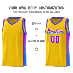 Gold Purple-Light Blue Gradient Basketball Jersey 3