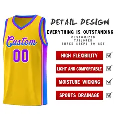 Gold Purple-Light Blue Gradient Basketball Jersey 5