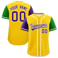 Gold Purple Mardi Gras Authentic Baseball Jersey
