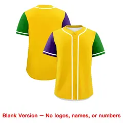 Gold Purple Mardi Gras Authentic Baseball Jersey 2