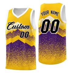 Gold Purple Mountain Fade Gradient Fashion Basketball Jersey 1