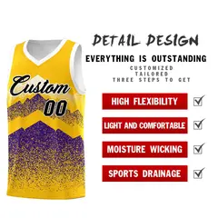 Gold Purple Mountain Fade Gradient Fashion Basketball Jersey 2