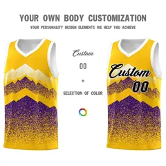 Gold Purple Mountain Fade Gradient Fashion Basketball Jersey 3