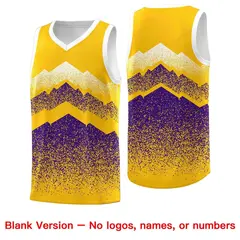 Gold Purple Mountain Fade Gradient Fashion Basketball Jersey 6