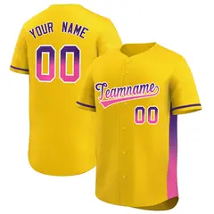 Gold Purple-Pink Gradient Side Baseball Jersey