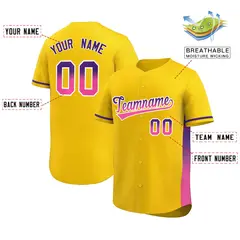 Gold Purple-Pink Gradient Side Baseball Jersey 2