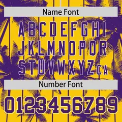 Gold Purple Pinstripe Coconut Tree Baseball Jersey 4