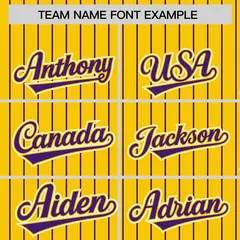 Gold Purple Pinstripe Raglan Varsity Letterman Jacket 3