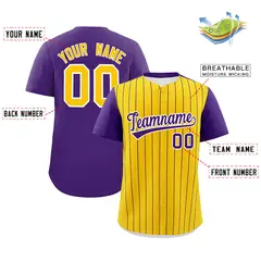 Gold Purple Pinstripe Two-Tone Authentic Baseball Jersey 2