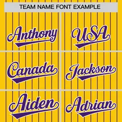 Gold Purple Pinstripe Two-Tone Authentic Baseball Jersey 3