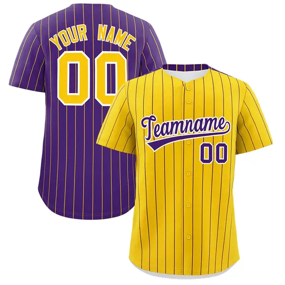 Gold Purple Pinstripe Two-Tone Authentic Baseball Jersey