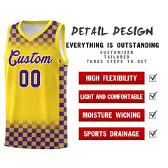 Gold Purple Plaid Basketball Jersey for Teams 2