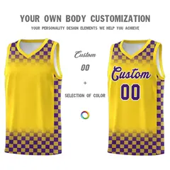 Gold Purple Plaid Basketball Jersey for Teams 3