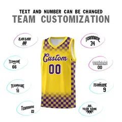 Gold Purple Plaid Basketball Jersey for Teams 4